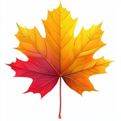 colorful autumn maple leaf, fall, foliage, seasonal, clipart, white background, high quality
