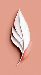 Poster - Abstract White and Coral Feather on a Dusty Rose Background