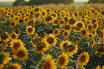 Wall Mural - Sunflower field under sunny sky