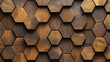 © Thiago - Abstract luxurious geometric hexagon wood background banner 3d texture background - brown rustic rough wooden hexagonal shape decor wall panele wallpaper, seamless pattern. Geometric. Illustration