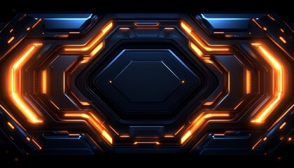 Wall Mural - Abstract Futuristic Interface with Glowing Orange Lines