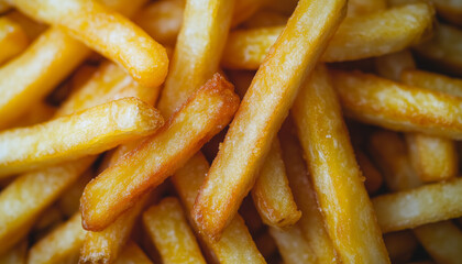 French fries - fried potatoes tasty background, fast food menu concept 