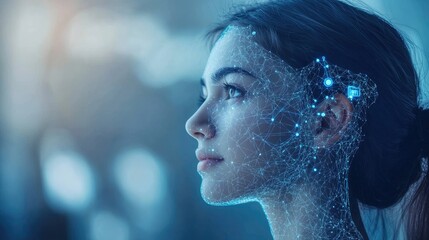 Poster - A student using AI-based software to receive personalized feedback, reflecting the impact of technology on education.