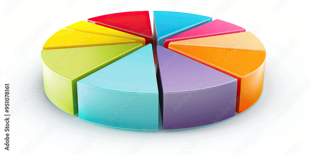 A colorful pie chart divided into different slices, each representing a ...