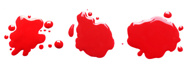 Poster - Blots of color printer ink on white background, set. Top view