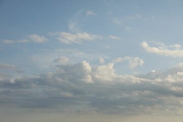 Beautiful view of blue sky with fluffy clouds