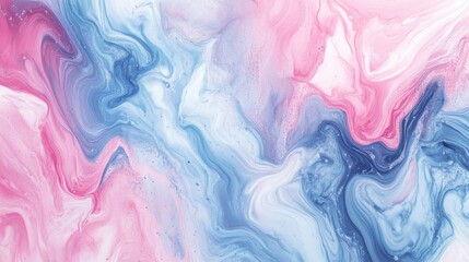Fototapete - A fluid abstract background with marbled patterns in soft pinks and blues, creating a calming and artistic visual, ideal for creative projects.