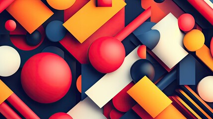 Fototapete - An abstract background with geometric shapes in bold, contrasting colors, creating a dynamic and visually striking pattern. Perfect for modern and creative designs.