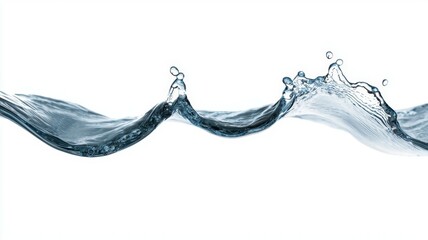 A wave of water is crashing against a white background