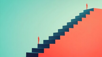 Poster - Stair Step Infographic Illustrating the Sequential Stages of a Project or Process Workflow  Clean Minimalist Design for Business Presentations Analytics and Strategic Planning