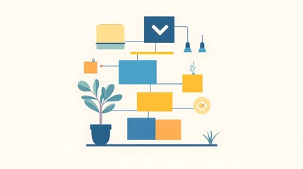 Poster - Detailed Hierarchical Workflow Process Diagram Showcasing a Step by Step Visualisation of a Streamlined Business or Corporate Solution