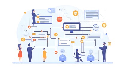 Poster - Detailed Infographic Visualizing the Agile Workflow and Methodology Highlighting the Key Steps of Continuous and Delivery for Software Development and Product Engineering