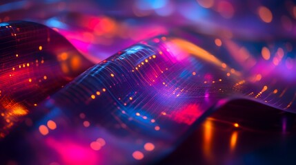 Poster - microscopic sensors embedded in a cutting edge flexible electronic device showcasing the advancement