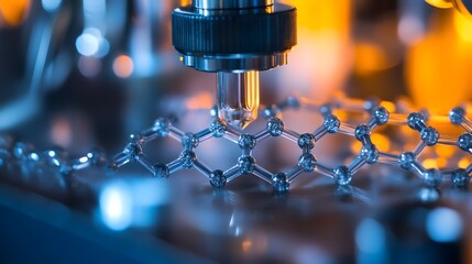 Poster - Microscopic close up view of carbon nanotubes being synthesized and developed in a scientific laboratory setting showcasing the intricate process of creating these innovative nanomaterials