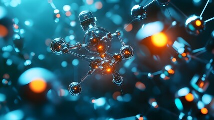 Poster - Closeup view of a nanobot precisely manipulating molecules at an atomic scale in a high tech laboratory setting showcasing the advancements in nanotechnology and scientific research