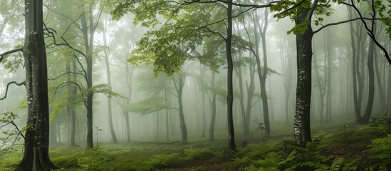 Wall Mural - Beech Cloud Forest In Summer With