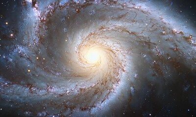 Wall Mural - A detailed view of a spiral galaxy, highlighting the intricate arms and glowing core