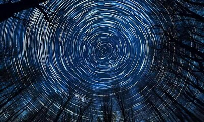 Wall Mural - A mesmerizing display of star trails in the night sky, captured with long exposure