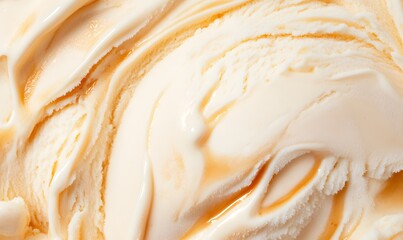 Wall Mural - A creamy vanilla ice cream texture with rich caramel swirls, Generative AI