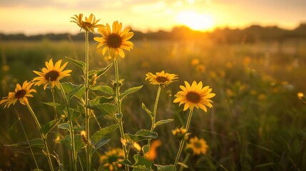 Sticker - Sunflowers at Sunset