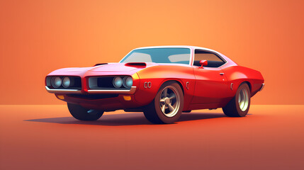 Poster - Muscle Car 3d cartoon style