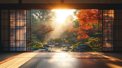 Poster - Tranquil Japanese Garden View