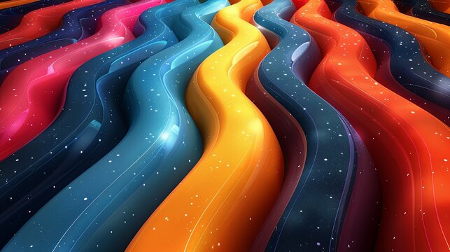 Abstract groovy hippie 70s background. Waves colorful vintage swirl, twirl ,psychedelic, striped pattern illustration design for wallpaper, web, banner and print