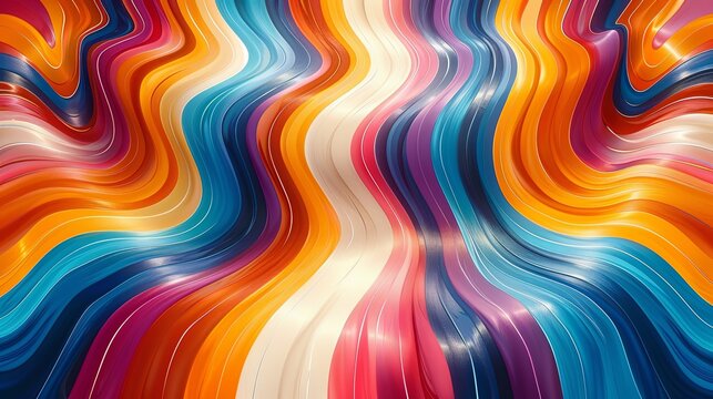 Abstract groovy hippie 70s background. Waves colorful vintage swirl, twirl ,psychedelic, striped pattern illustration design for wallpaper, web, banner and print