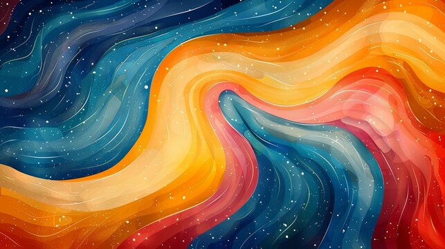 Abstract groovy hippie 70s background. Waves colorful vintage swirl, twirl ,psychedelic, striped pattern illustration design for wallpaper, web, banner and print