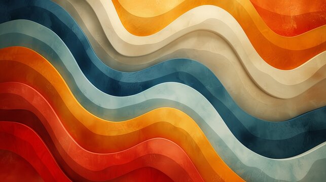 Abstract groovy hippie 70s background. Waves colorful vintage swirl, twirl ,psychedelic, striped pattern illustration design for wallpaper, web, banner and print