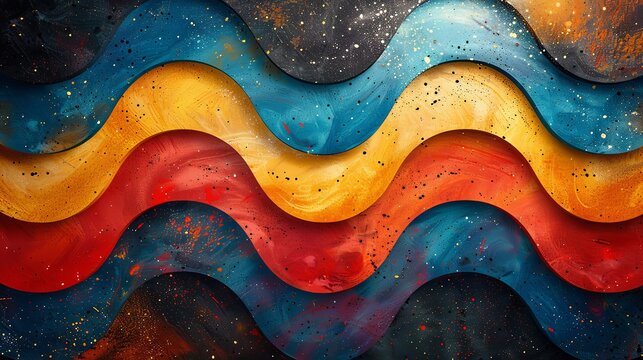 Abstract groovy hippie 70s background. Waves colorful vintage swirl, twirl ,psychedelic, striped pattern illustration design for wallpaper, web, banner and print