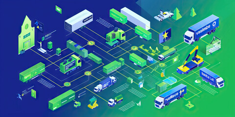 A flowchart detailing the supply chain management process for a popular European brand, incorporating green and blue hues.