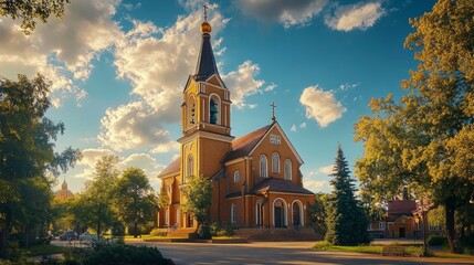 Wall Mural - Beautiful view of The Church of Our Lady of Assumption.