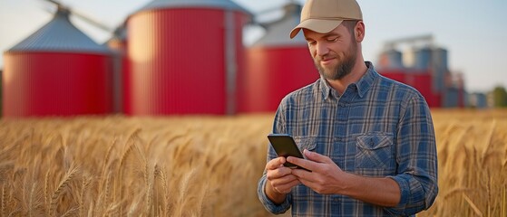 Farmer monitoring grain storage facility using smartphone