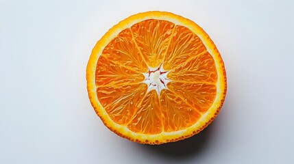 Vibrant Sliced Orange Showcasing Juicy Interior on White