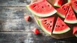 © TI3ee - Slices of watermelon on rustic wood.