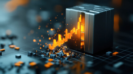 Wall Mural - burning economic graph, representing financial meltdown, market crash, economic crisis