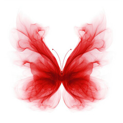 Sticker - PNG Abstract smoke of butterfly pattern red white background.