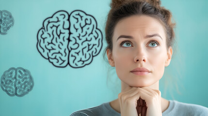 Thinking Woman With Brain Concept - Perfect for Psychology and Education