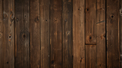 Wall Mural - Fond de planche de bois marron foncé, papier peint. Vieux fond en bois texturé foncé grunge, la surface de la vieille texture de bois brun, vue de dessus lambris en bois de pin brun.	