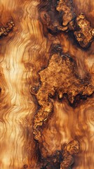 Wall Mural - Luxurious teak burl with rich, golden tones, suitable for luxury yacht interiors, luxury wood texture, nautical elegance