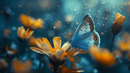 Tranquil Beauty. Beautiful butterfly in a serene setting concept