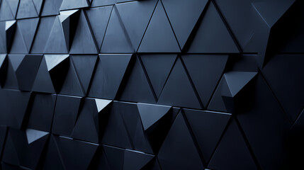 Wall Mural - Futuristic, high tech, dark background, with a triangular block structure. wall texture with a 3d triangle tile pattern. 3d render. Textured. Illustration