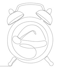 Poster - One continuous line of alarm clock with Santa Claus Hat. Thin Line Illustration vector time of Christmas concept. Contour Drawing Creative ideas.