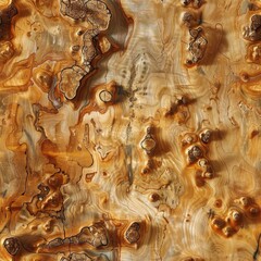 Wall Mural - Close-up of a stunning polished wood texture with intricate patterns and rich brown tones, perfect for backgrounds or design elements.