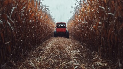 Harvesting Corn in the Autumn Maze