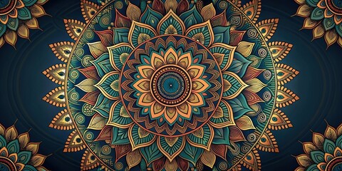 Intricate mandala ornament design with floral patterns on a dark background, mandala, ornament, design, intricate