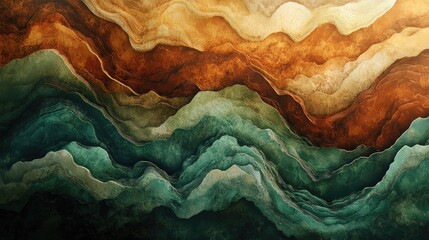Poster - A gentle wave like pattern of natural colors, blending earthy browns and greens with soft highlights.
