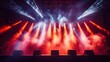 © nutcha - Concert stage with intense spotlights, light flares and smoke effects, high-energy rock concert vibe, vivid contrasts