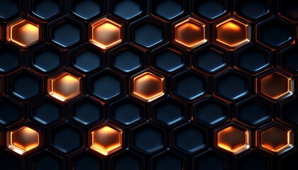 Sticker - Illuminated Hexagon Pattern on a Dark Background